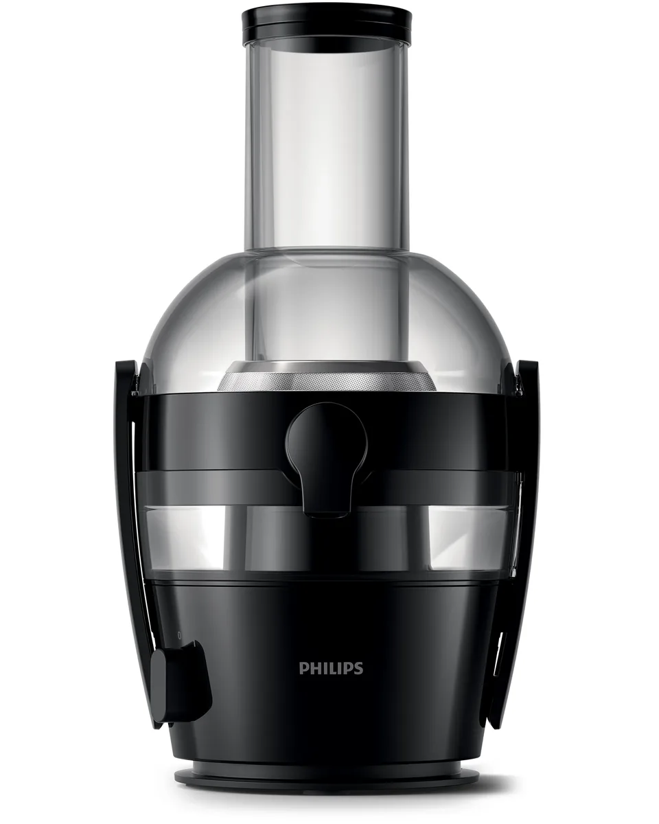 Соковыжималка Philips Viva Collection, мощность 800 Вт, емкость чаши 2 л, объем жмыха 1,2 л, желоб для целых яблок, изготовлен из пластика