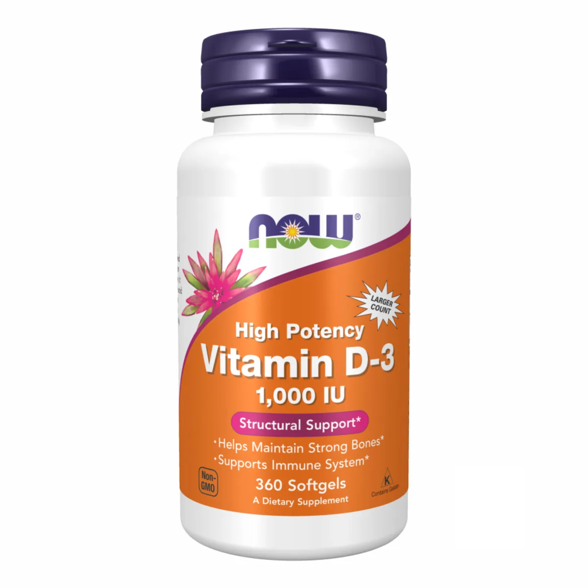 Витамин D3 NOW Foods капсулы 1000 IU 360 штук без ГМО халяльный кошерный продукт
