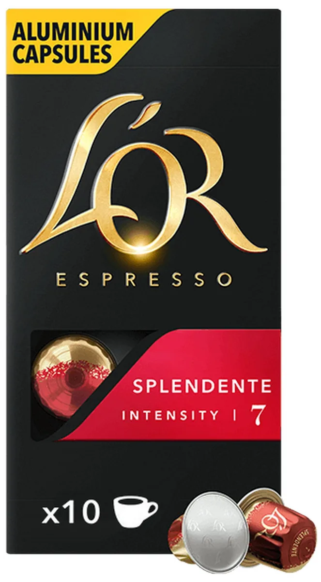 Кава L`OR капсули, Espresso Splendente, арабіка, 10 шт, для системи Nespresso.