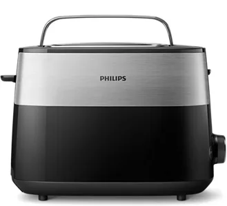 Тостер Philips Daily Collection 830 Вт, металевий/пластиковий, чорного кольору.