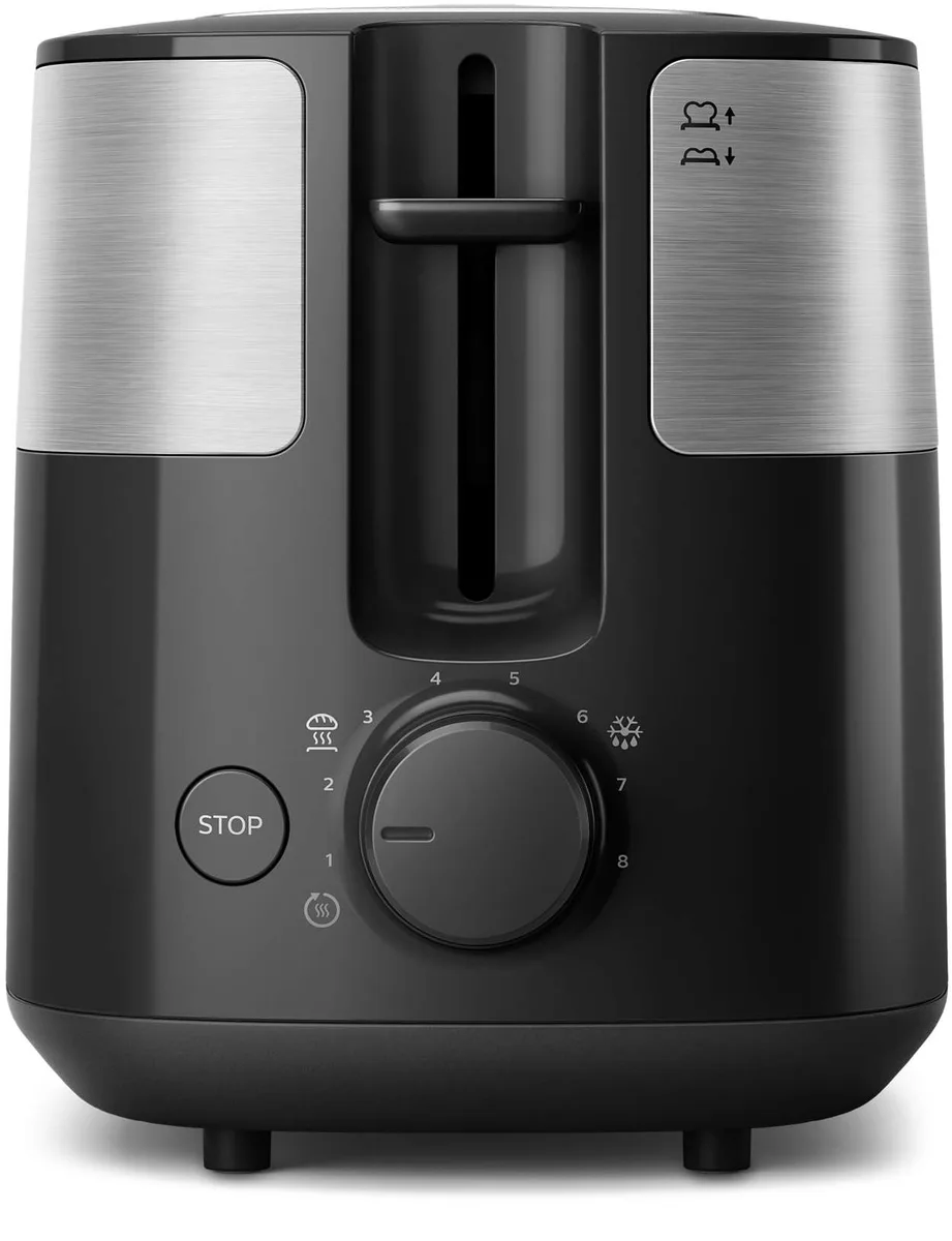 Тостер Philips Daily Collection 830 Вт, металевий/пластиковий, чорного кольору.