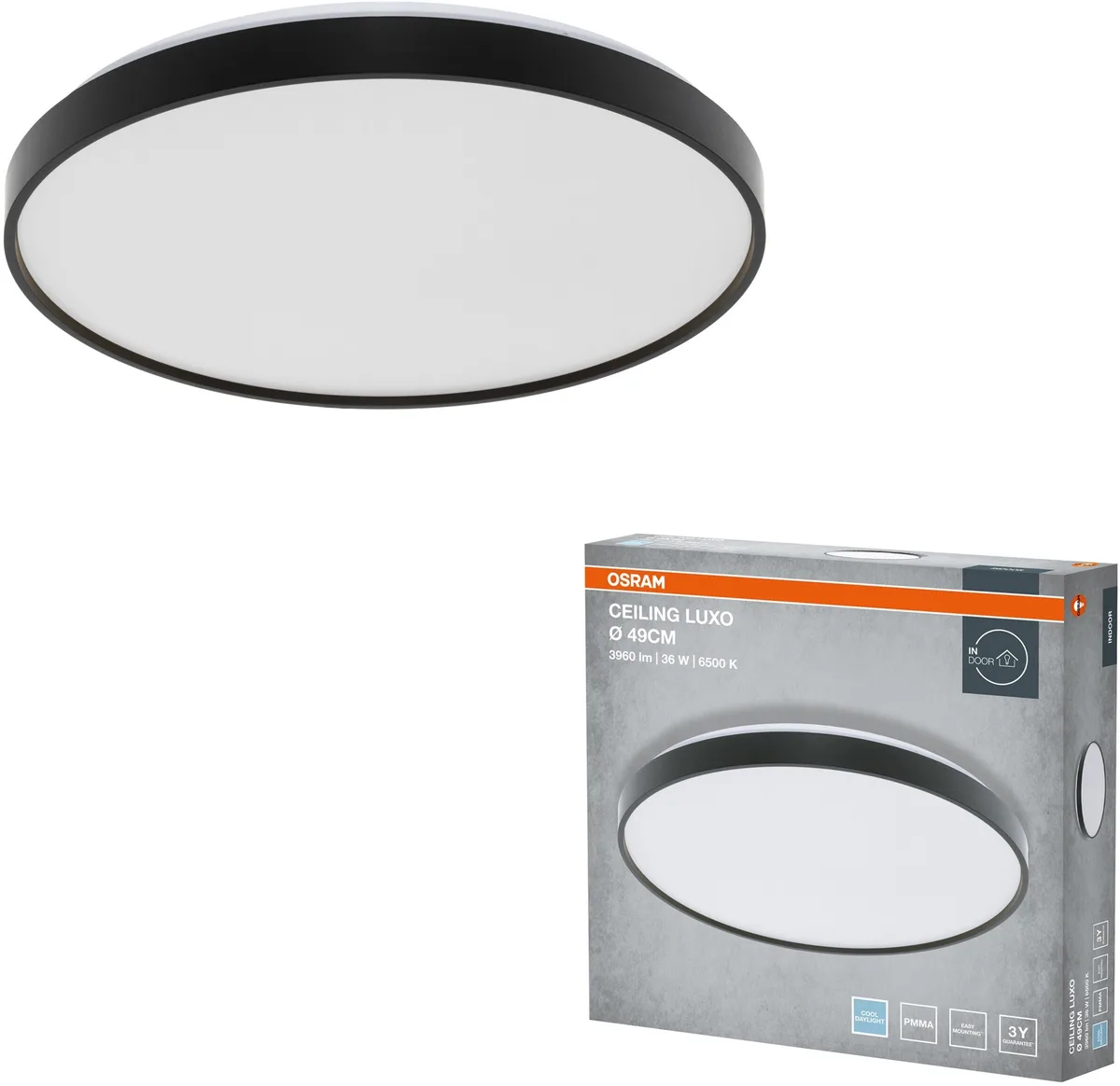 Светильник накладной OSRAM металл черный 490 мм 36 Вт 6500 K