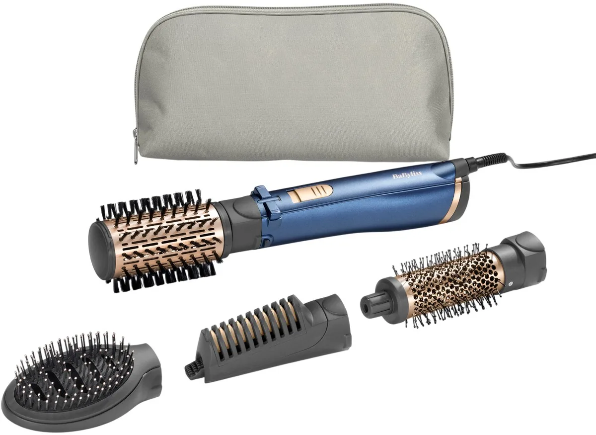 Фен-щетка Babyliss Style Pro, 1000 Вт, 2 режима, ионизация, холодный обдув, чехол для хранения, керамическое покрытие, синий