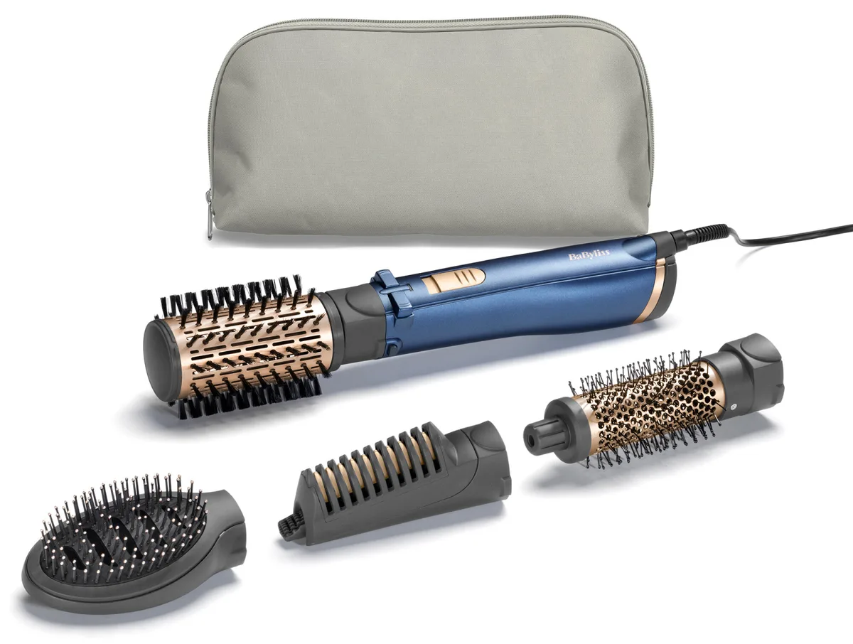 Фен-щетка Babyliss Style Pro, 1000 Вт, 2 режима, ионизация, холодный обдув, чехол для хранения, керамическое покрытие, синий