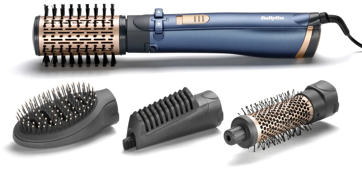 Фен-щетка Babyliss Style Pro, 1000 Вт, 2 режима, ионизация, холодный обдув, чехол для хранения, керамическое покрытие, синий