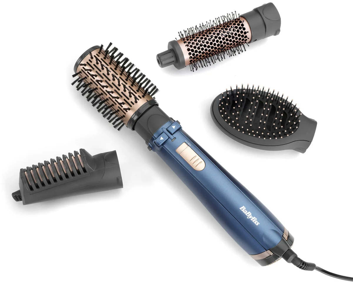 Фен-щетка Babyliss Style Pro, 1000 Вт, 2 режима, ионизация, холодный обдув, чехол для хранения, керамическое покрытие, синий