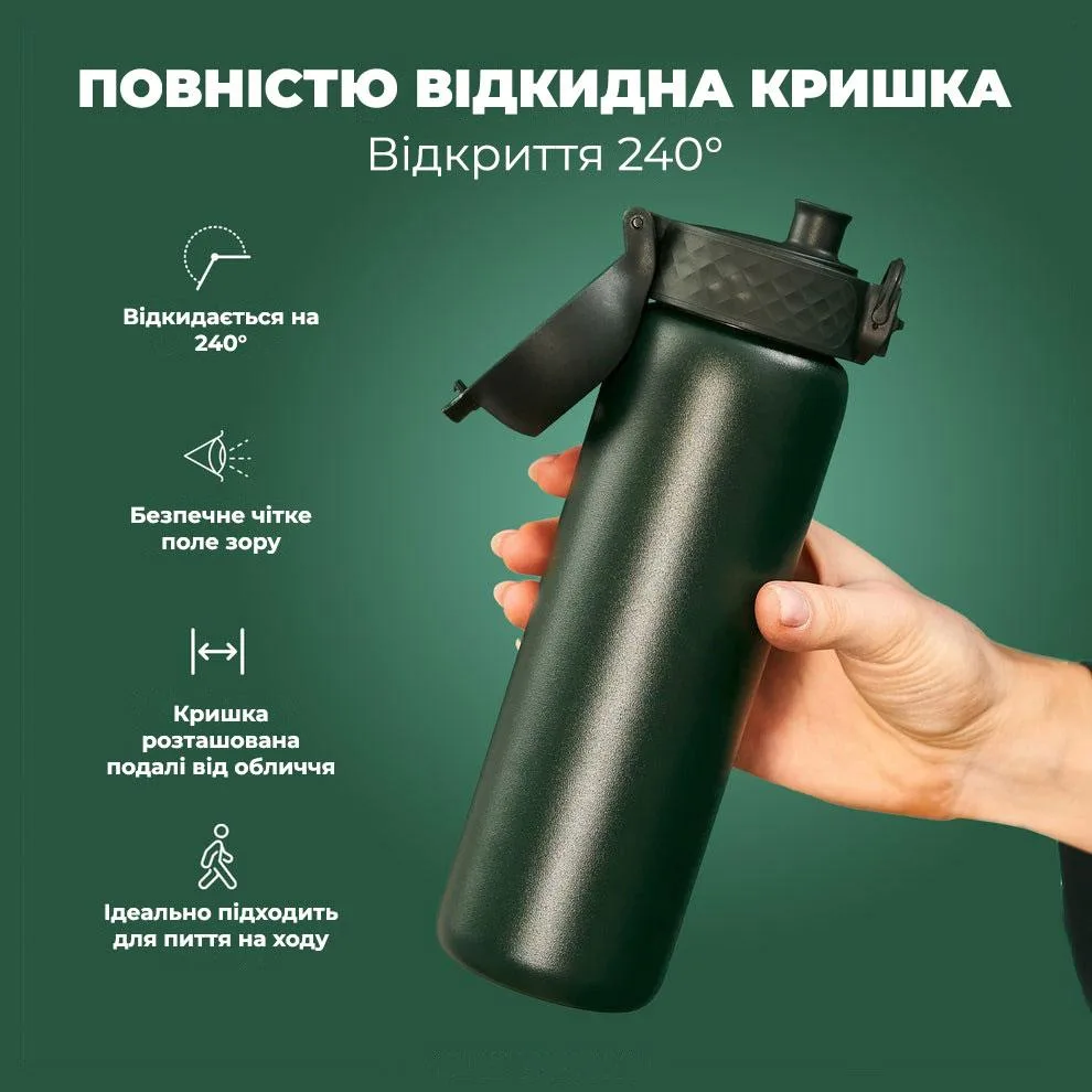 Пляшка для води ION8 нержавіюча сталь 500 мл зелена