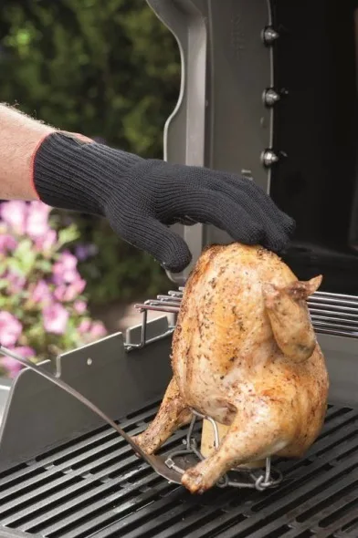 Жаростойкие перчатки Weber арамидное волокно S/M черные красные