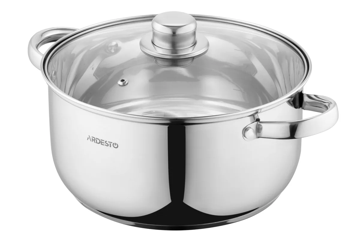 Каструля з прозорою кришкою ARDESTO Gemini Gourmet Aosta, 5 л, з нержавіючої сталі.