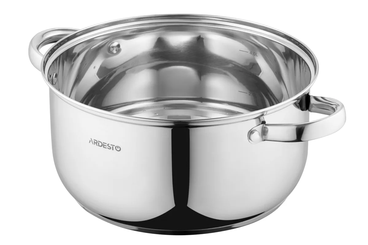 Каструля з прозорою кришкою ARDESTO Gemini Gourmet Aosta, 5 л, з нержавіючої сталі.