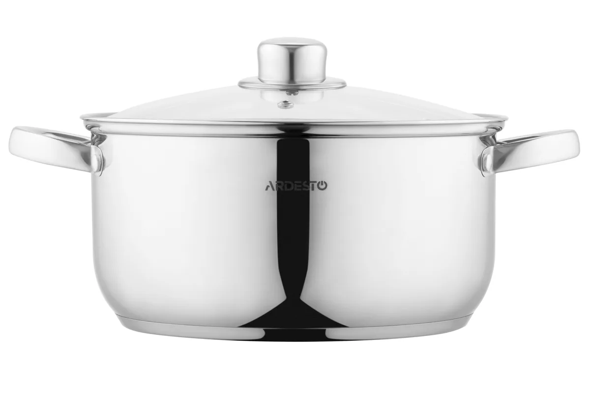 Каструля з прозорою кришкою ARDESTO Gemini Gourmet Aosta, 5 л, з нержавіючої сталі.