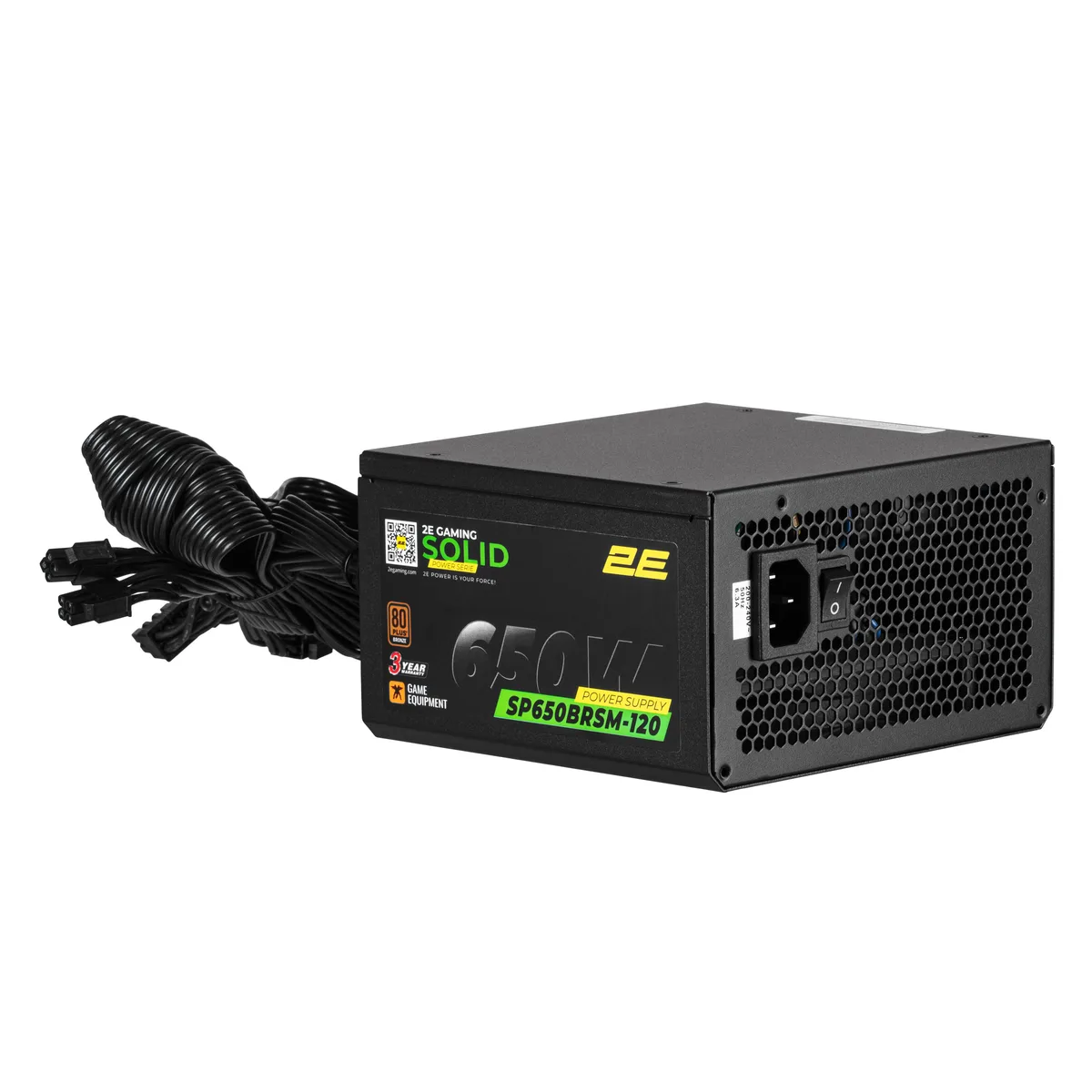 Блок питания 2E GAMING Solid Power (650W), >85%, 80+ Bronze, 120мм, 1xMB 24pin(20+4), 2xCPU 8pin(4+4), 3xMolex, 6xSATA, 4xPCIe 8pin(6+2), полумодульный.