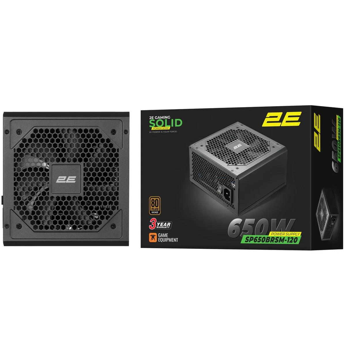 Блок питания 2E GAMING Solid Power (650W), >85%, 80+ Bronze, 120мм, 1xMB 24pin(20+4), 2xCPU 8pin(4+4), 3xMolex, 6xSATA, 4xPCIe 8pin(6+2), полумодульный.