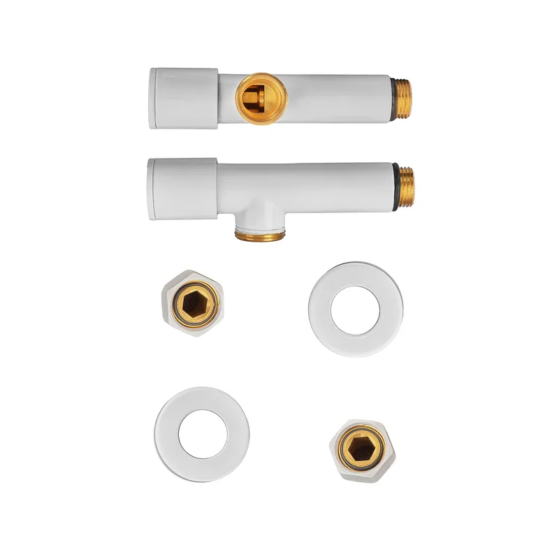 Комплект кранів Koer 1/2'' кутовий білий для рушникосушки