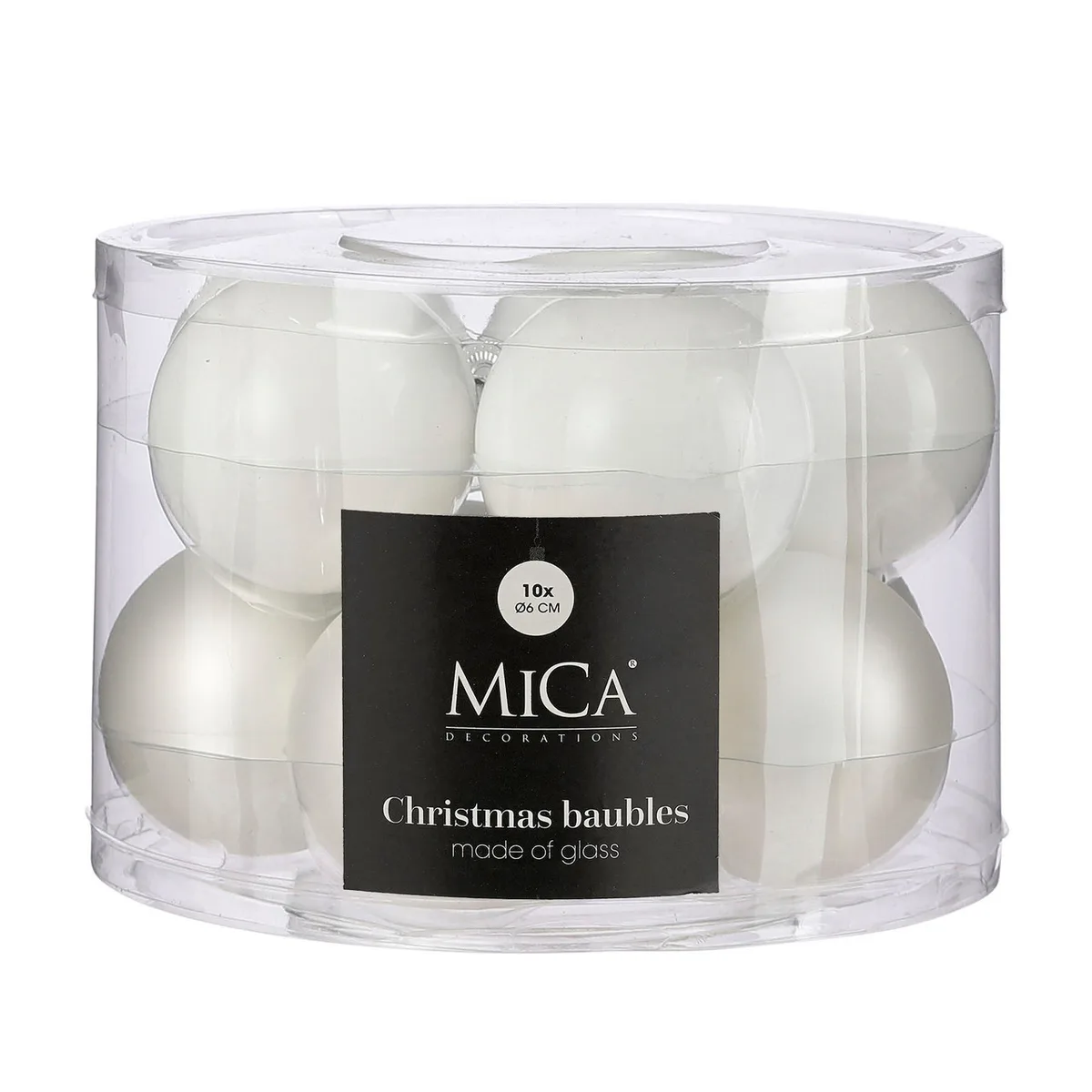Елочные шары Mica Decorations стекло 6 см белые 10 шт