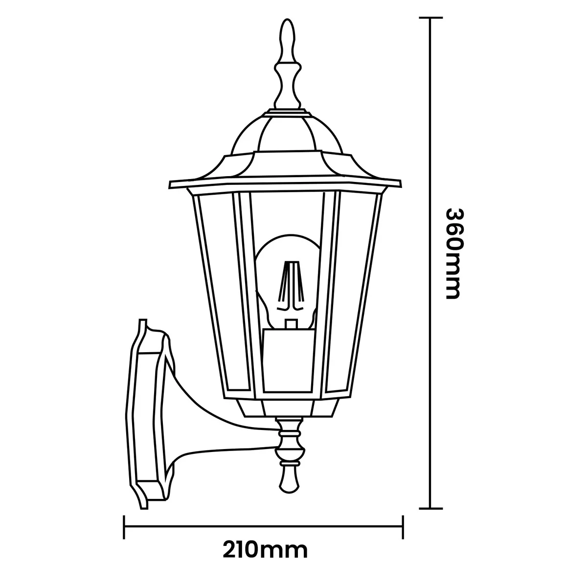 Настенный светильник LumiLED алюминий 360х210 мм черный мат E27 IP44