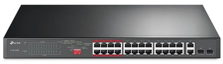 Комутатор TP-Link 24 порти PoE+ 250 Вт 2 SFP некерований