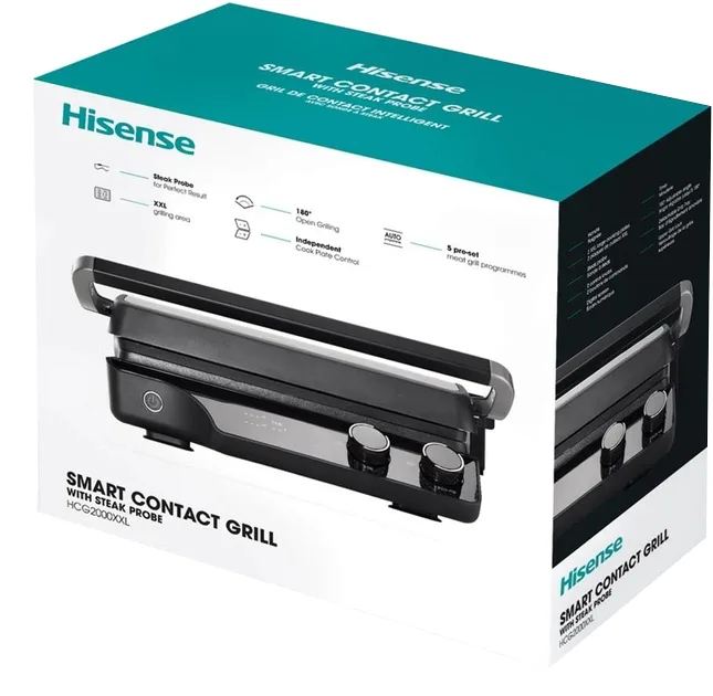 Електрогриль Hisense 2000 Вт 240х340 мм чорний сріблястий антипригарний