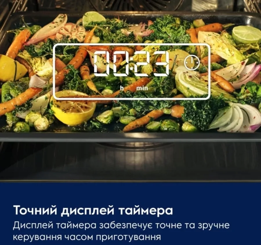 Електрична духова шафа Electrolux, об'єм 65л, клас енергоефективності A, з дисплеєм, конвекцією та телескопічними направляючими, ч