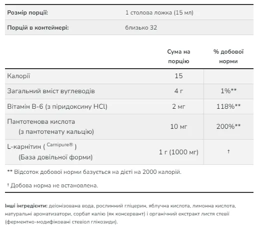 L-Carnitine Liquid 1000mg 473ml Вегетарианская тропическийPunch