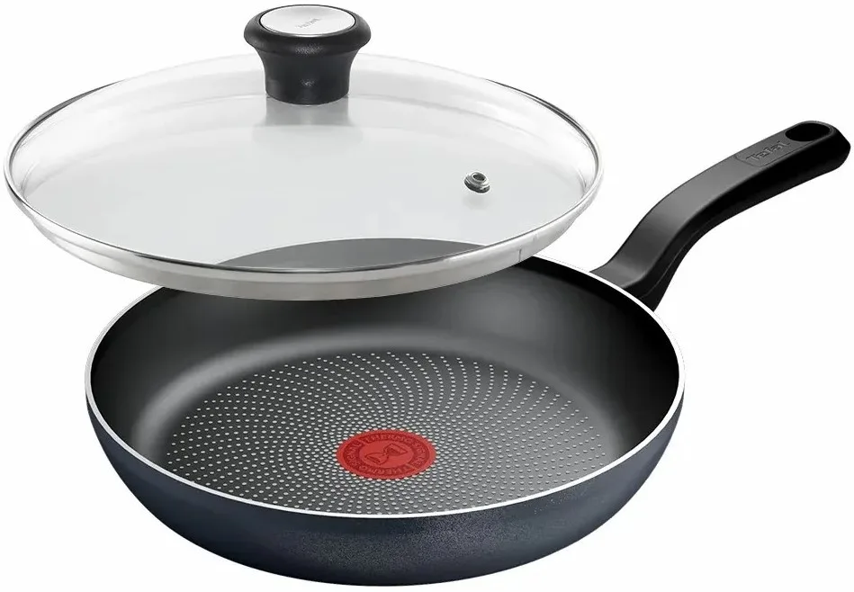 Сковорода Tefal алюмінієва 26 см чорна з кришкою