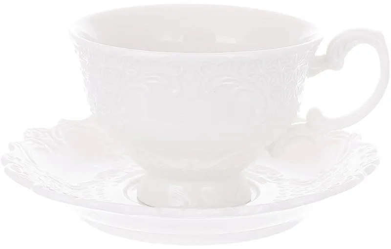 Набор чайных чашек и блюдец White-Lace фарфор 250 мл на 4 персоны
