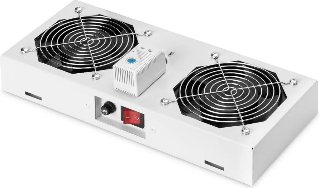 Блок вентиляторів DIGITUS 19" Roof, 2 fans, thermostat, filter, wall cab, IP55, RAL 7035