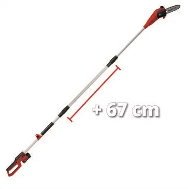 Аккумуляторный высоторез Einhell GC-LC 18/20 Li T-Solo, 18В, с шиной 20 см, скорость 55 м/с, длина штанги 228-288 см, вес 3 кг, без батареи