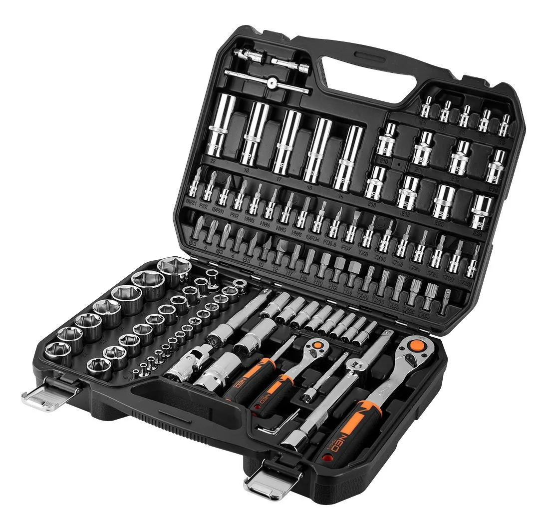 Набір інструментів Neo Tools, набір торцевих головок, 1/2", 1/4", CrV, кейс, 110шт