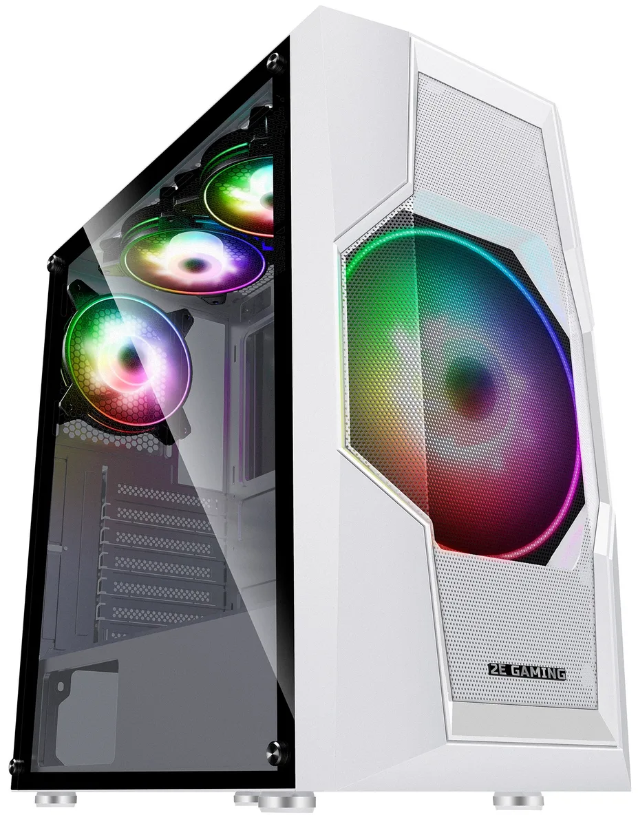 Корпус 2E GAMING Turbo G2057W без БЖ 2xUSB3.0, 1xUSB2.0, 1x200мм ARGB, 3x120мм ARGB, VGA 345мм, LCS ready, HUB, TG Side Panel, ATX, білий