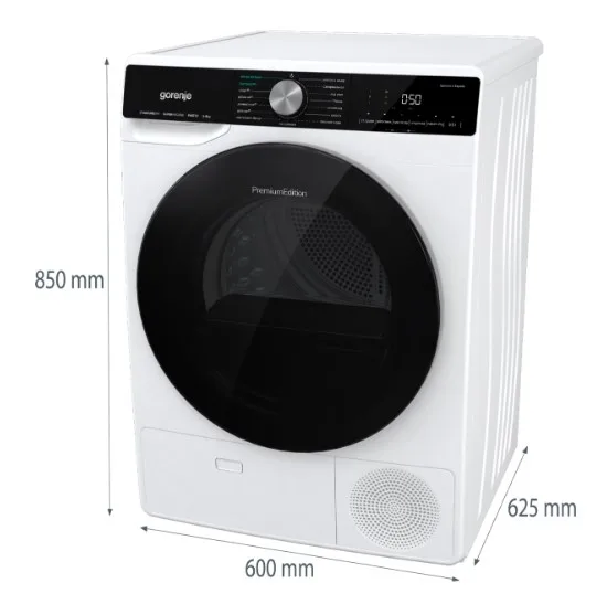Сушильна машина Gorenje Конденсаційна 9 кг Нержавіюча сталь 60х85х62,5 см Білий