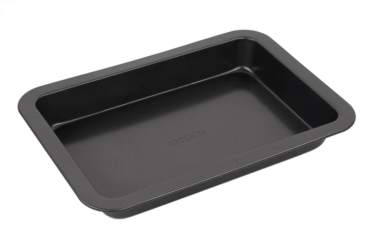 Форма для запікання ARDESTO Gemini, 34.5x24x4.5 см, з вуглецевої сталі, прямокутна, сірого кольору.
