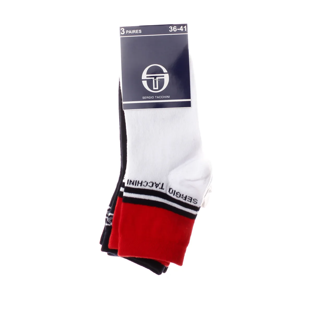 Шкарпетки Sergio Tacchini 72% бавовна 36-41 білий червоний чорний 3-pack