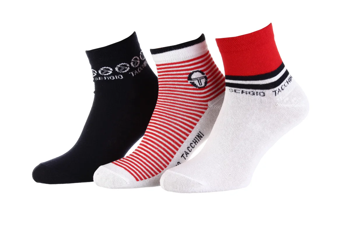 Шкарпетки Sergio Tacchini 72% бавовна 36-41 білий червоний чорний 3-pack