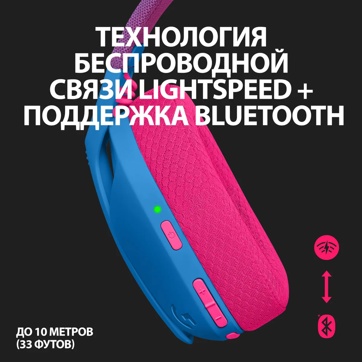 Гарнитура Logitech беспроводная пластиковая полноразмерная синяя.