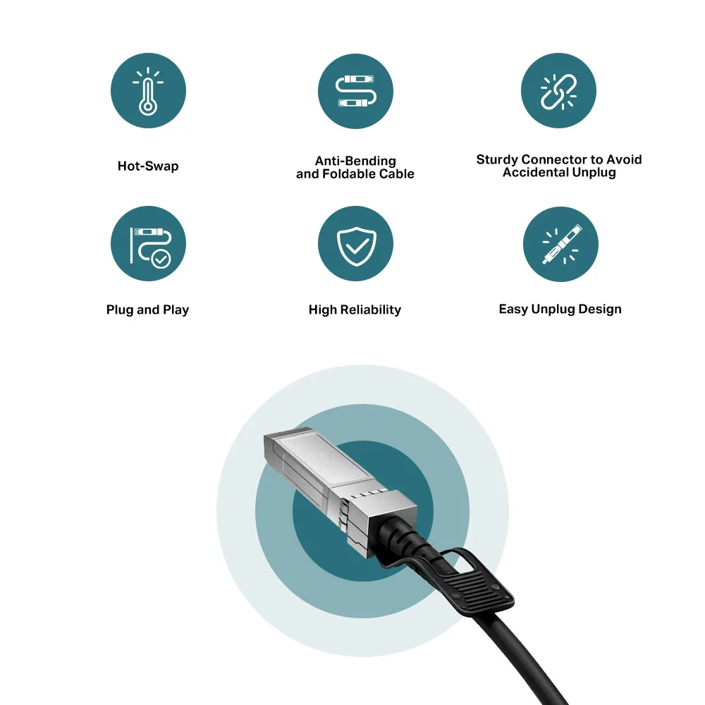 Кабель TP-LINK SFP+ 1 м посріблена мідь 10 Гбіт/с