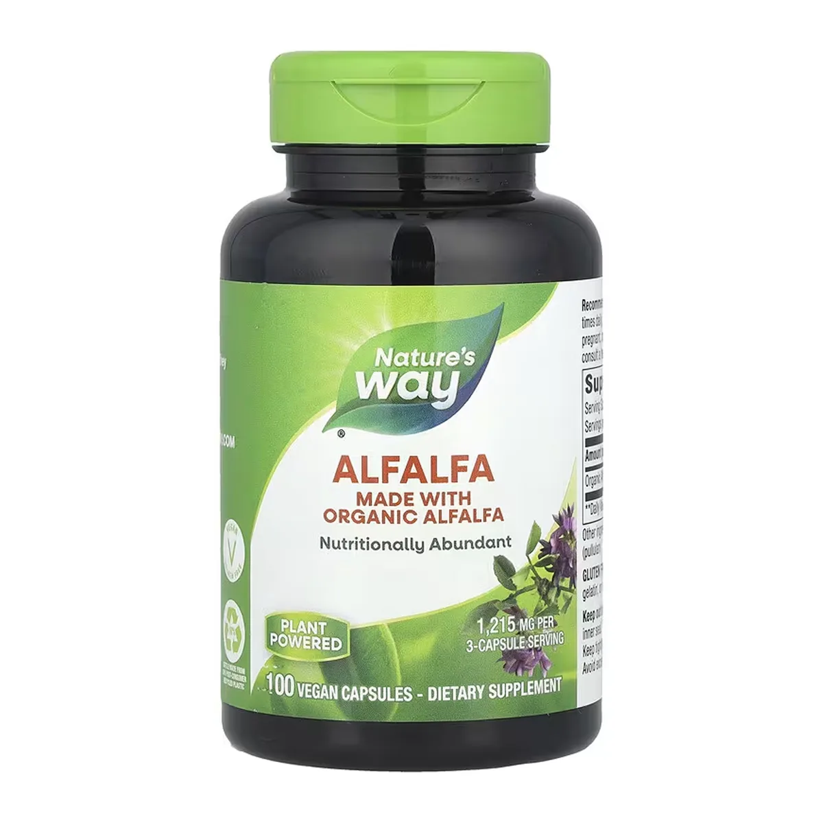 Alfalfa Nature's Way растительные капсулы 100 vcaps веганские без глютена органические