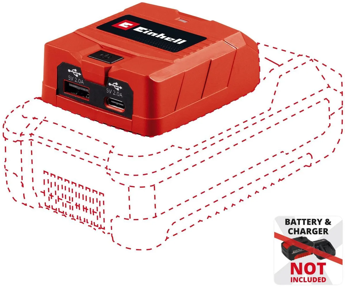 Зарядний пристрій USB акумуляторний Einhell TC-CP 18 Li USB A/C для смартфонів та планшетів адаптер живлення 2 А