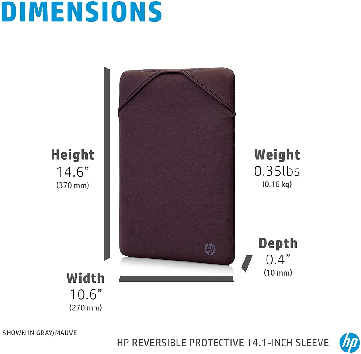 Чохол для ноутбука HP, Reversible Protective, 15", неопрен, сірий/ліловий