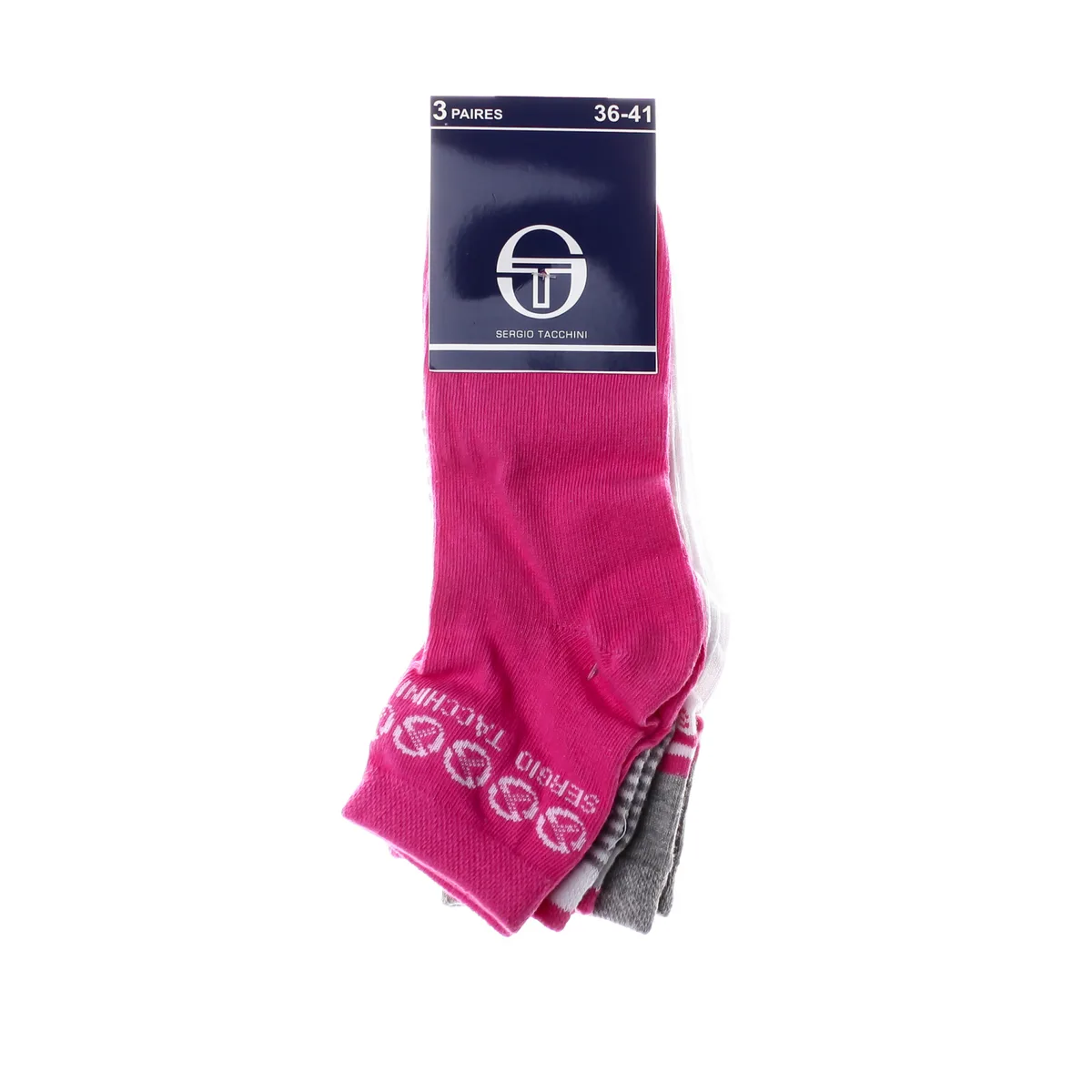 Шкарпетки Sergio Tacchini бавовна 36-41 білий рожевий сірий 3-pack