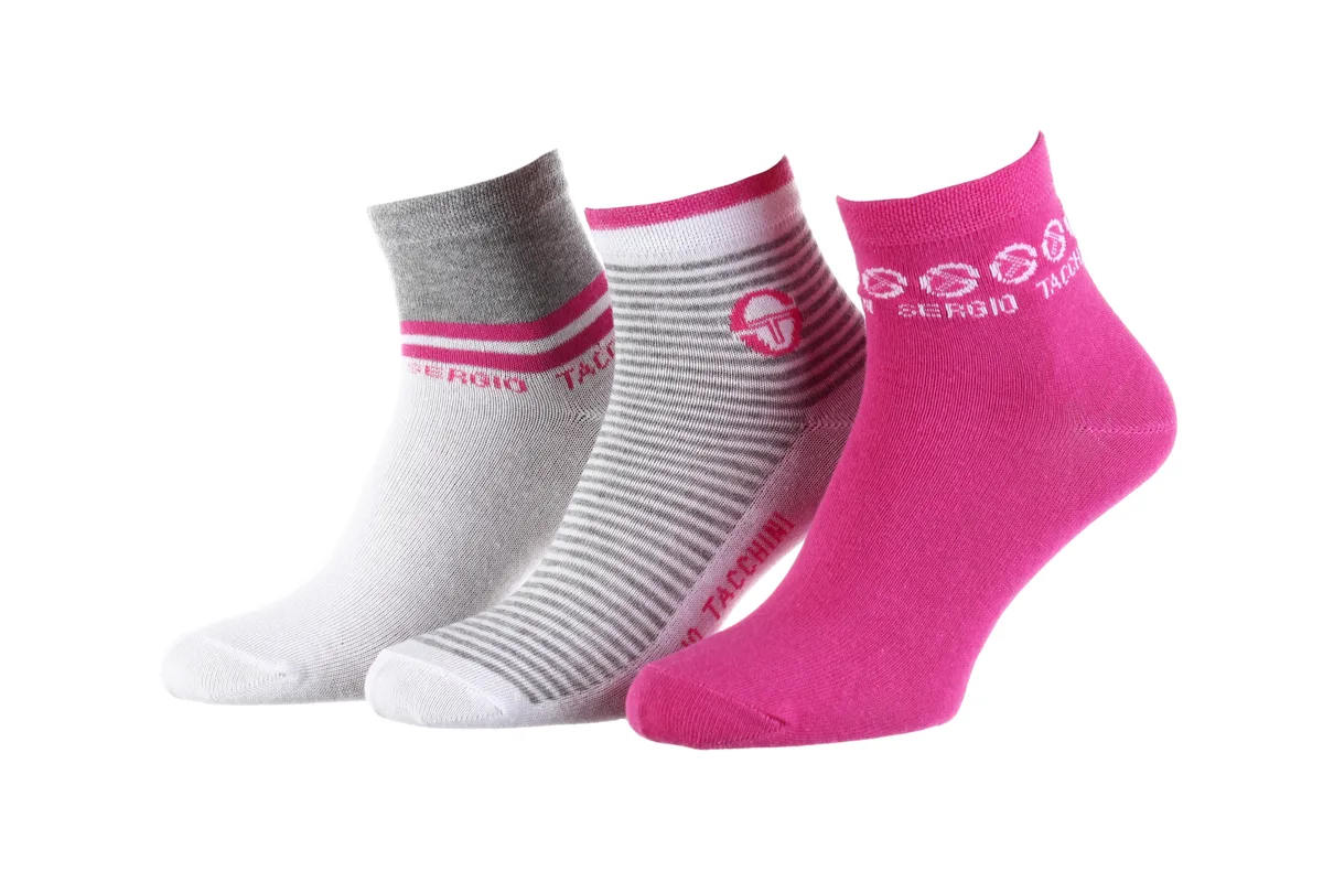 Шкарпетки Sergio Tacchini бавовна 36-41 білий рожевий сірий 3-pack