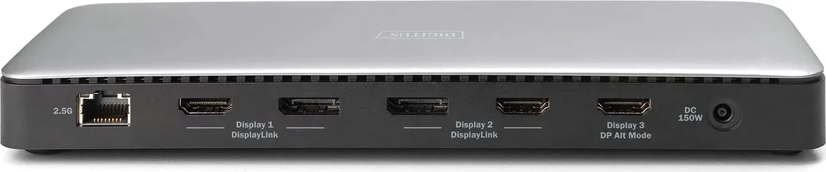 Док-станция DIGITUS USB-C > 3xHDMI/2xDP/4xUSB-A/USB-C/RJ54/DC/Audio