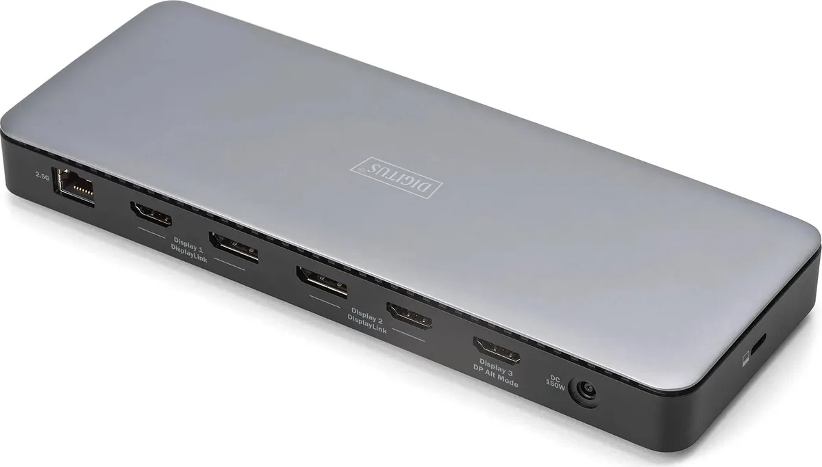 Док-станция DIGITUS USB-C > 3xHDMI/2xDP/4xUSB-A/USB-C/RJ54/DC/Audio