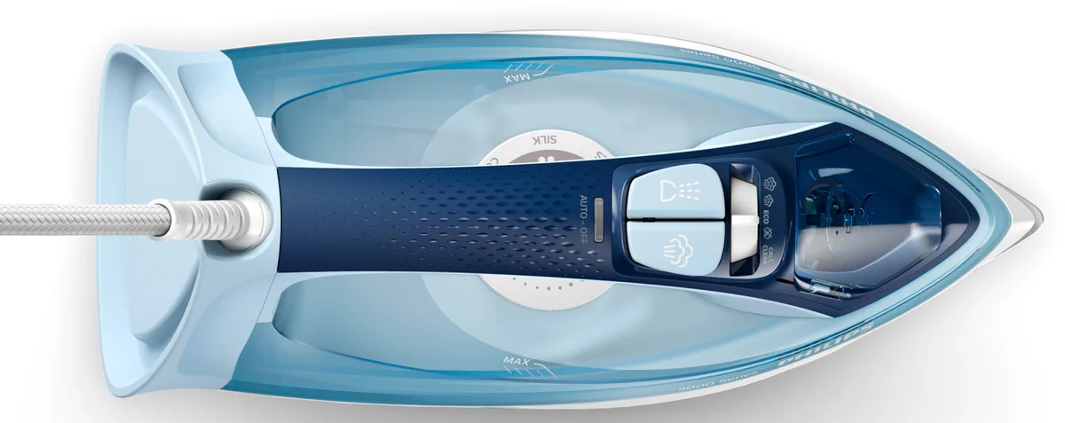 Праска з подачею пари Philips 2400 Вт біла блакитна SteamGlide 320 мл