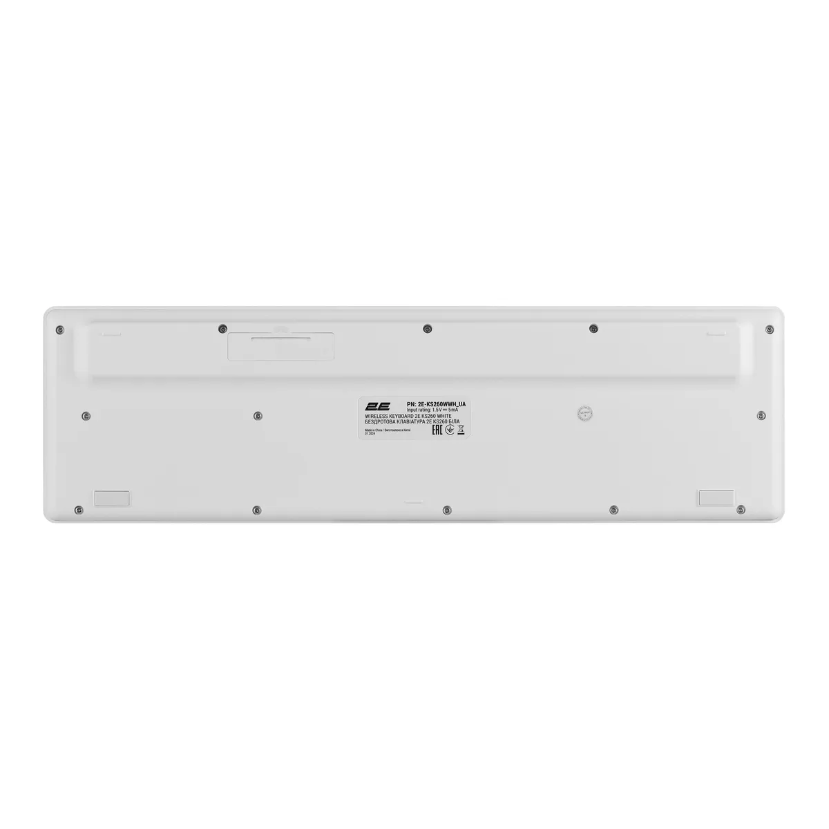 Клавіатура мембранна 2E KS260 106key, WL, EN/UK, білий