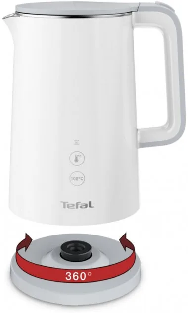 Электрочайник Tefal Sense 17 л с двойными стенками и 5 температурными режимами, черный, Strix