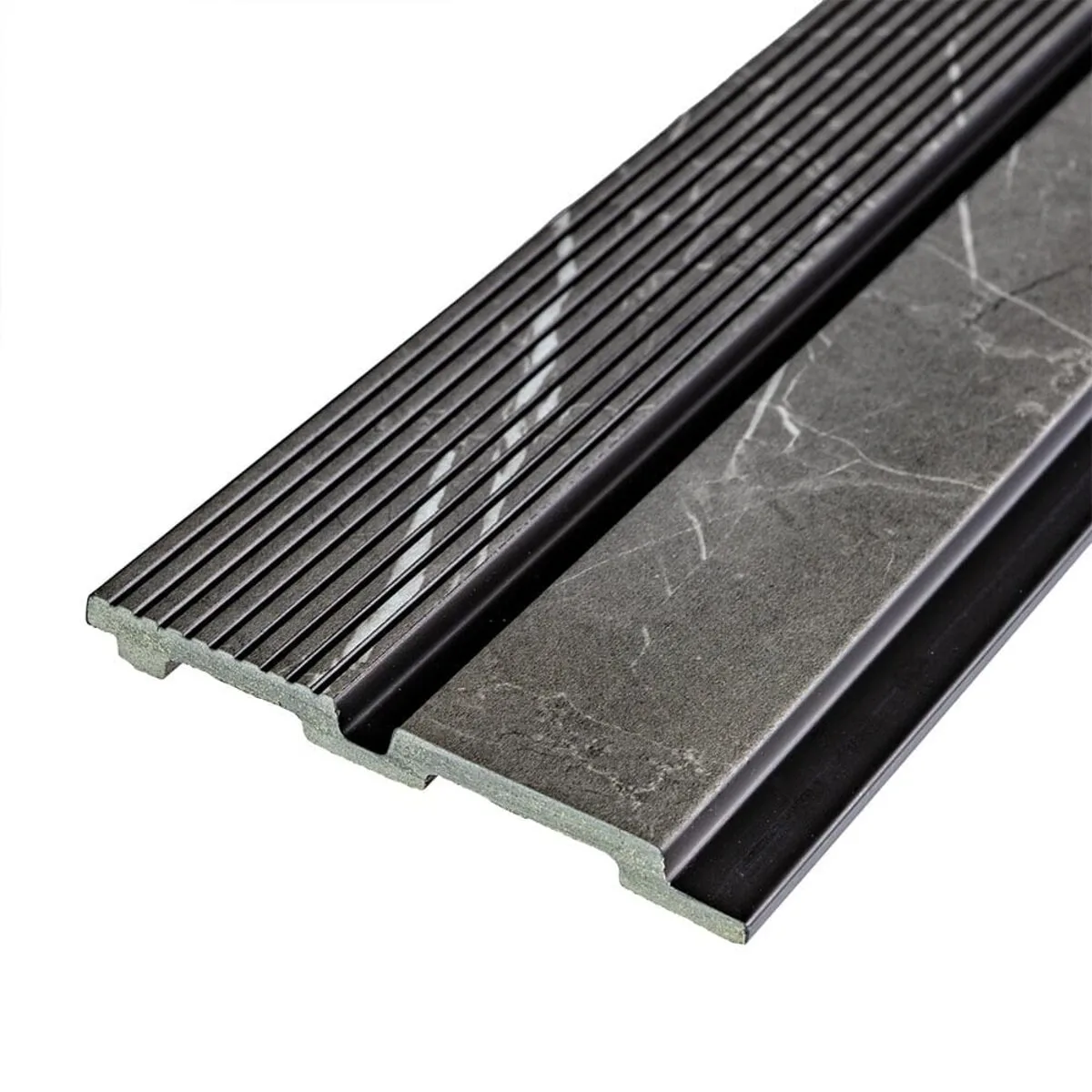 Декоративна стінова рейка 120х2900х12 мм Полістирол Сірий мармур