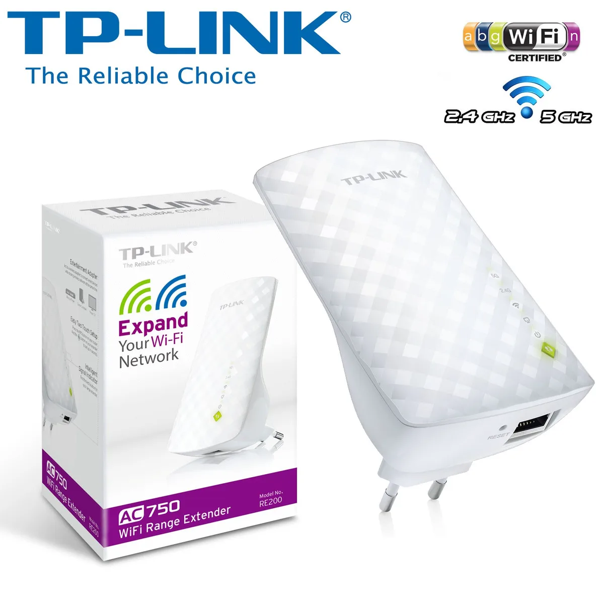 Расширитель покрытия WiFi TP-LINK RE200 AC750, 1хFE LAN, MESH