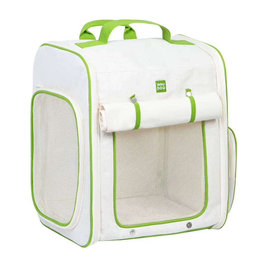Рюкзак-переноска WAUDOG Relax Eco для котів і собак до 8 кг льон/бавовна 27x34x42 см