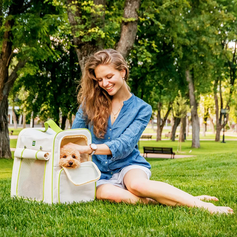 Рюкзак-переноска WAUDOG Relax Eco для котов и собак до 8 кг лен/хлопок 27x34x42 см